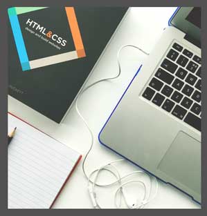 HTML and CSS Book, and keyboard